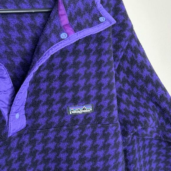 Vtg Patagonia Rare Purple Houndstooth Vintage 25200 Snap T Synchilla size Medium - Picture 5 of 9